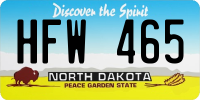 ND license plate HFW465