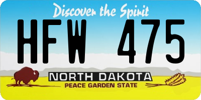 ND license plate HFW475