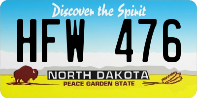 ND license plate HFW476