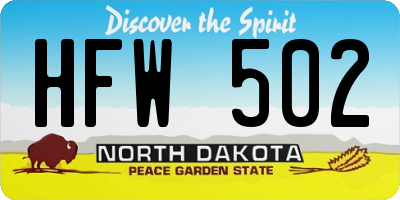 ND license plate HFW502