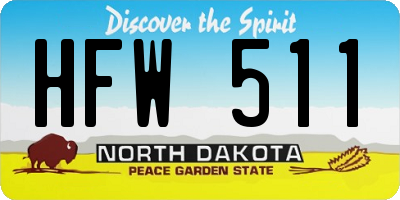 ND license plate HFW511