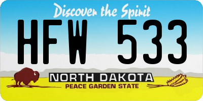 ND license plate HFW533