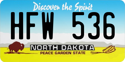 ND license plate HFW536