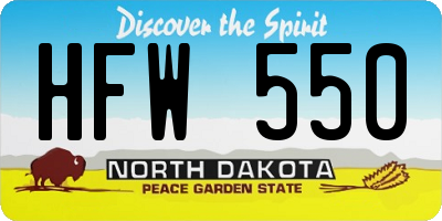 ND license plate HFW550