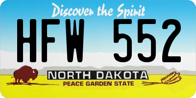ND license plate HFW552
