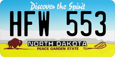 ND license plate HFW553