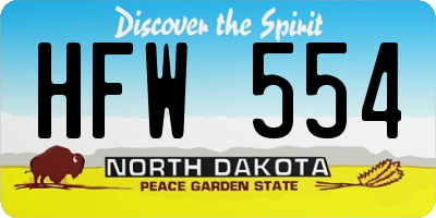 ND license plate HFW554