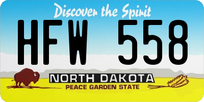 ND license plate HFW558