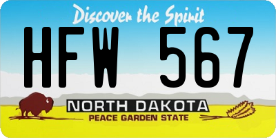 ND license plate HFW567