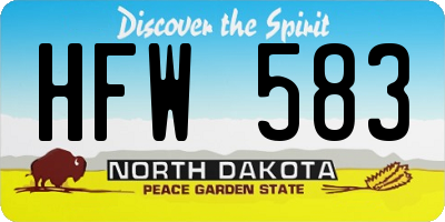 ND license plate HFW583