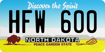 ND license plate HFW600