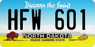 ND license plate HFW601