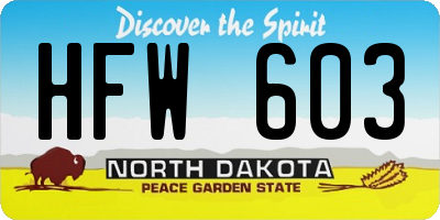 ND license plate HFW603