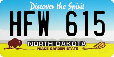 ND license plate HFW615