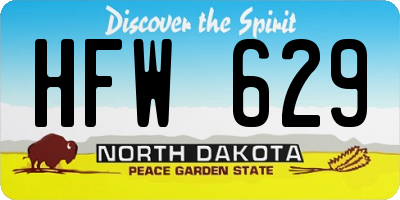 ND license plate HFW629