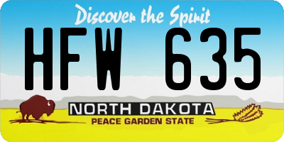 ND license plate HFW635