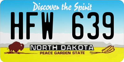ND license plate HFW639