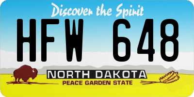 ND license plate HFW648