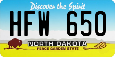 ND license plate HFW650