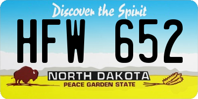 ND license plate HFW652