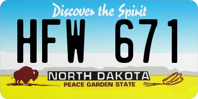 ND license plate HFW671