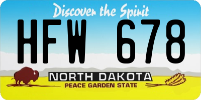 ND license plate HFW678