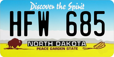 ND license plate HFW685
