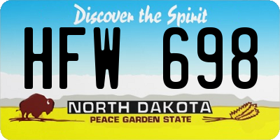ND license plate HFW698