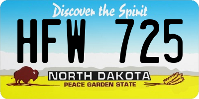 ND license plate HFW725