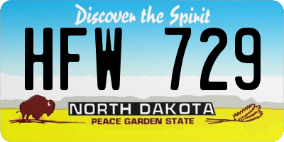 ND license plate HFW729