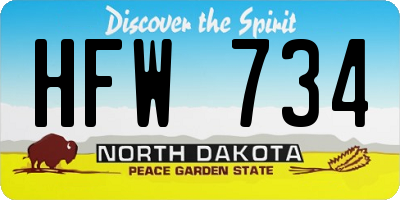 ND license plate HFW734