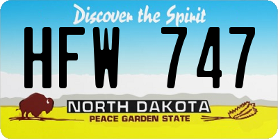ND license plate HFW747