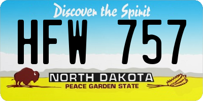 ND license plate HFW757