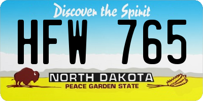 ND license plate HFW765