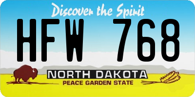 ND license plate HFW768