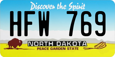 ND license plate HFW769