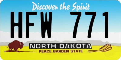 ND license plate HFW771