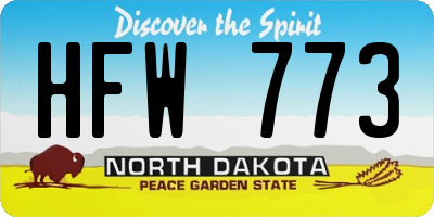 ND license plate HFW773