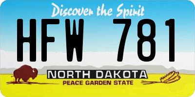 ND license plate HFW781