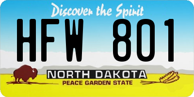 ND license plate HFW801