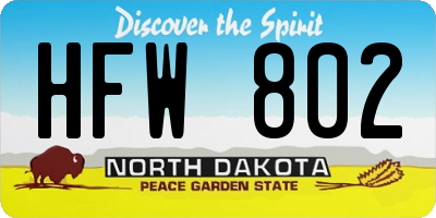 ND license plate HFW802