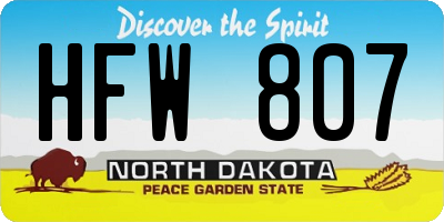 ND license plate HFW807