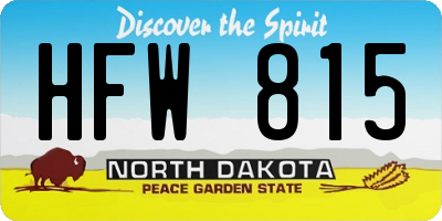 ND license plate HFW815