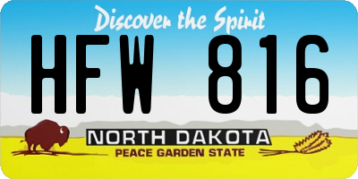 ND license plate HFW816