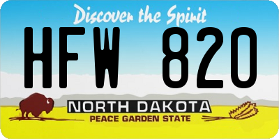 ND license plate HFW820