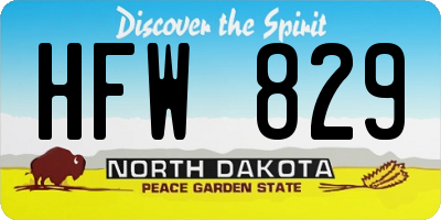 ND license plate HFW829