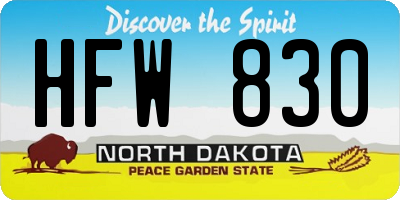 ND license plate HFW830