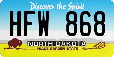 ND license plate HFW868