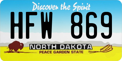 ND license plate HFW869