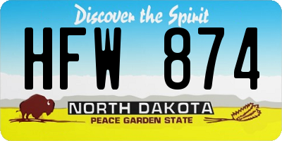 ND license plate HFW874